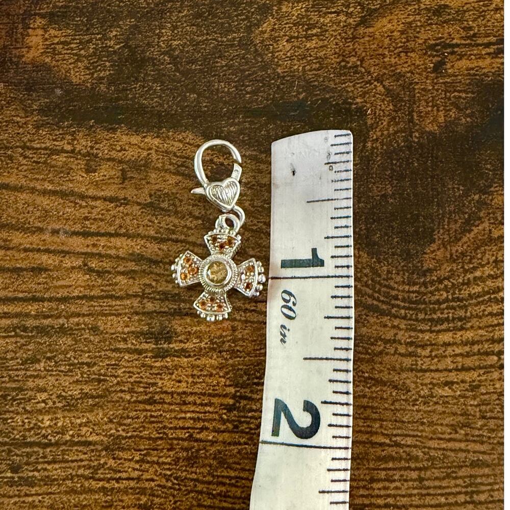 Judith Ripka Silver Agate Cross Pendant Charm - Picture 4 of 5